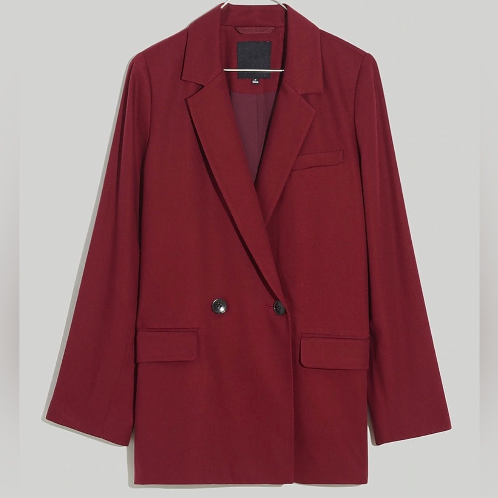 Madewell Double-Breasted Burgundy Blazer